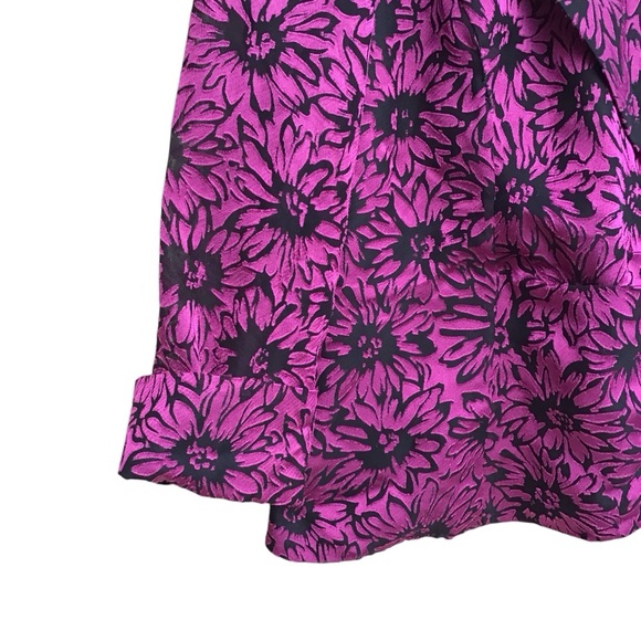 Onyx Pink Black Floral Tie Front Blouse Women’s Size Large - Picture 4 of 6